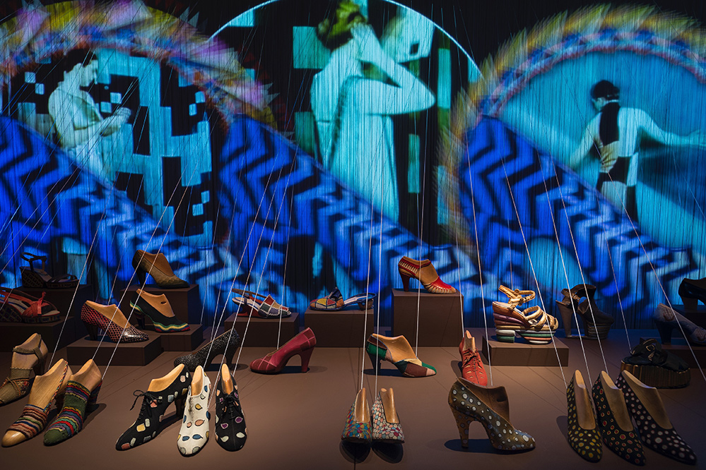 1930s shoes on display at 'Across Art and Fashion,' at Museo Salvatore Ferragamo, Hall 1, photo by Guglielmo de' Micheli (Credit: Guglielmo de' Micheli / Museo Salvatore Ferragamo)